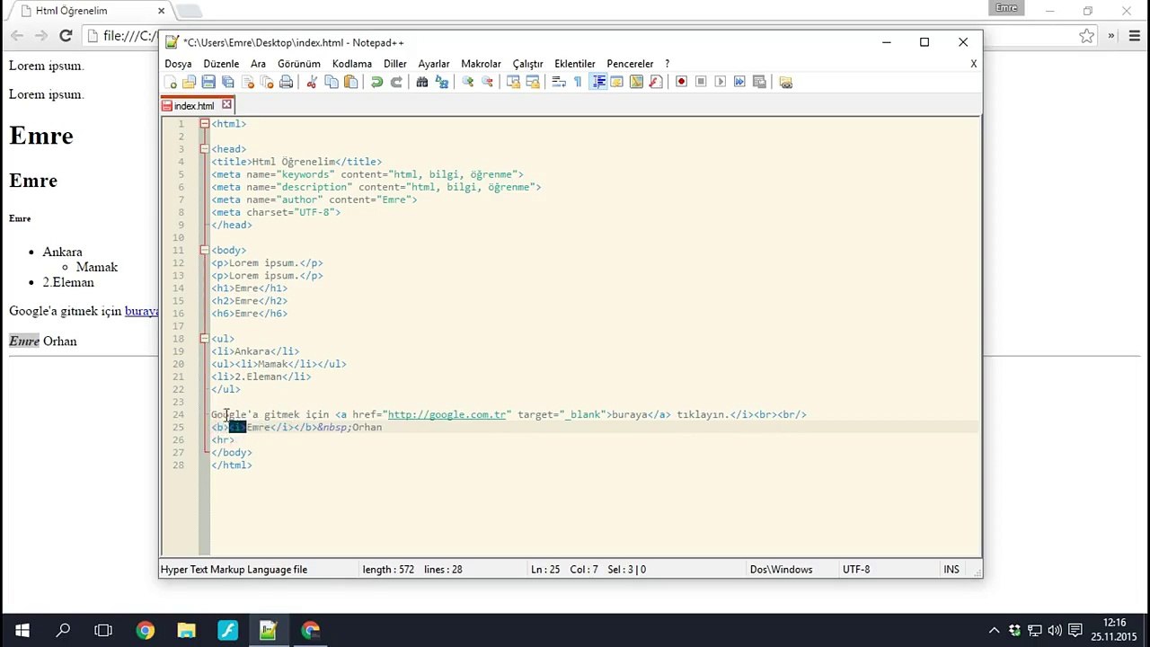 HTML - Ders 3 (Body Etiketleri ve Div Oluşturma)