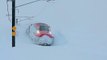 Japanese Bullet Train (Akita Shinkansen E3 & E6 Series Komachi) Passing Through Deep Snow Storm