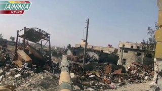 WAR IN SYRIA.JOBAR.Tank battle.The destruction of the rebels.documentary video