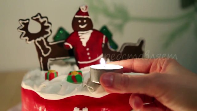 Как украсить Новогодний торт сахарной мастикой- видео-рецепт