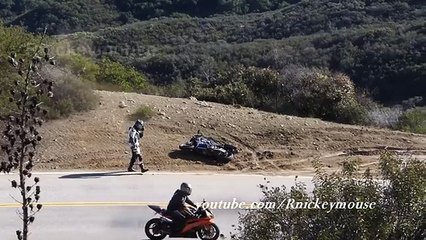 Motorcycle Crash - Honda CBR Lowsides on the Downhill