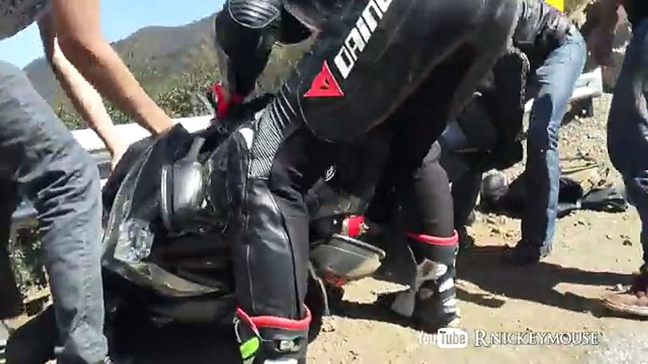 Not a Good Day - Rider Slides into Guardrail