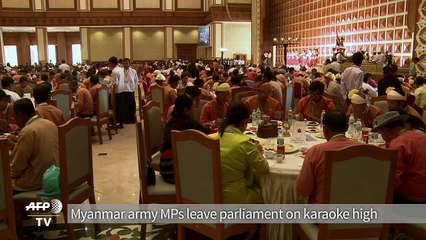 Myanmar army MPs leave parliament on karaoke high note