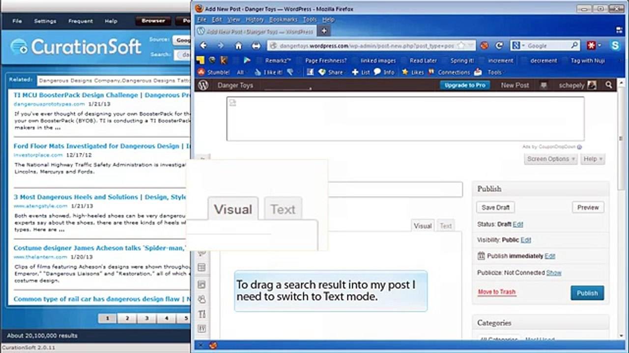 CurationSoft.com - Creating a Curated Post Using Mozilla Firefox