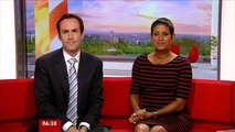 NAGA MUNCHETTY: BBC NEWS Breakfast 19th.Aug.2012 Red/Black Hooped Dress