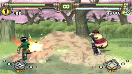 Naruto Ultimate Ninja 2 : Gaara VS Naruto Sasuke Rock Lee - Mi Gaara con CHIDORI SUPER CHETADO !