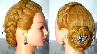 Hairstyle for everyday with 5 strand braid for long hair.