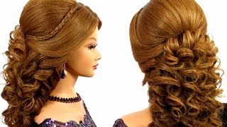 Romantic wedding prom hairstyle for long hair.