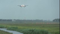 FULL thrust reverse on a wet runway A330 243 Garuda Indonesia PK-GPO at AMS Schiphol  Crosswind Landing