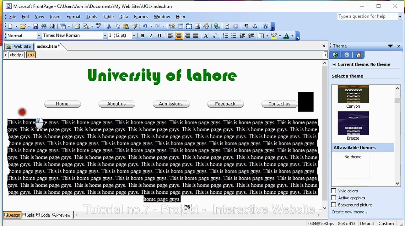 Tutorial no.7 - Project -  Interactive Website -