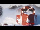 New Amazing  Powerful Train plow through snow railway tracks Watch full HD