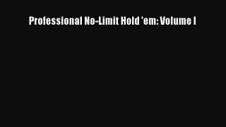 (PDF Download) Professional No-Limit Hold 'em: Volume I PDF