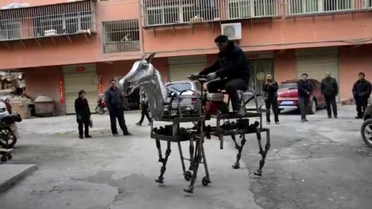 Chinese Man Has a Robotic Horse