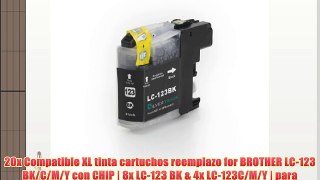 20x Compatible XL tinta cartuchos reemplazo for BROTHER LC-123 BK/C/M/Y con CHIP | 8x LC-123