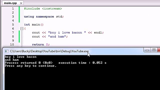 Buckys C++ Programming Tutorials - 3 - More on Printing Text