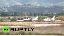 مشاهد من عمليات إقلاع المقاتلات الروسية من قاعدة حميميم في اللاذقية