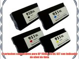 4 cartuchos compatibles para HP 950XL 951XL SET con indicador de nivel de tinta