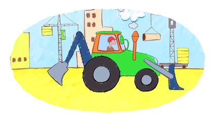 Zeichentrick Malbuch Die Fahrzeuge bauen ein Haus