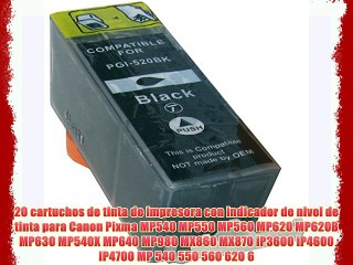 20 cartuchos de tinta de impresora con indicador de nivel de tinta para Canon Pixma MP540 MP550