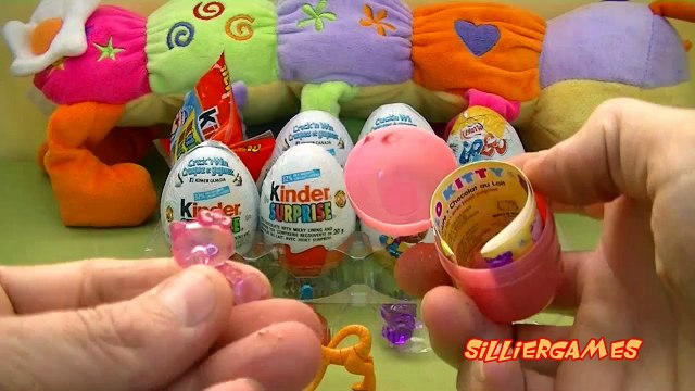 Go Go Surprise Chocolate Eggs, HelloKitty Chocolate Eggs and Kinder Eggs Unwrapping