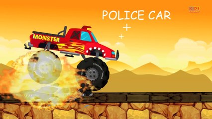 KZKCARTOON TV-Monster Truck Destroyer Transport - Vehicles For Kids