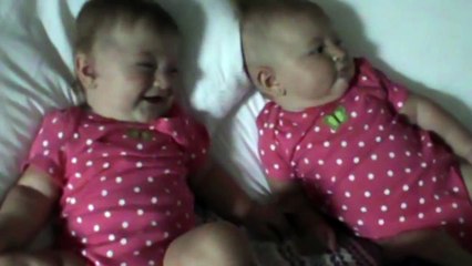 Funny Baby Makes Her Twin Sister Laugh