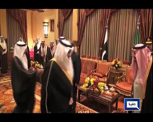 Shah Salman, COAS stand beside PM as Saudi officials shake hands with him. PMCOASDiplomacy