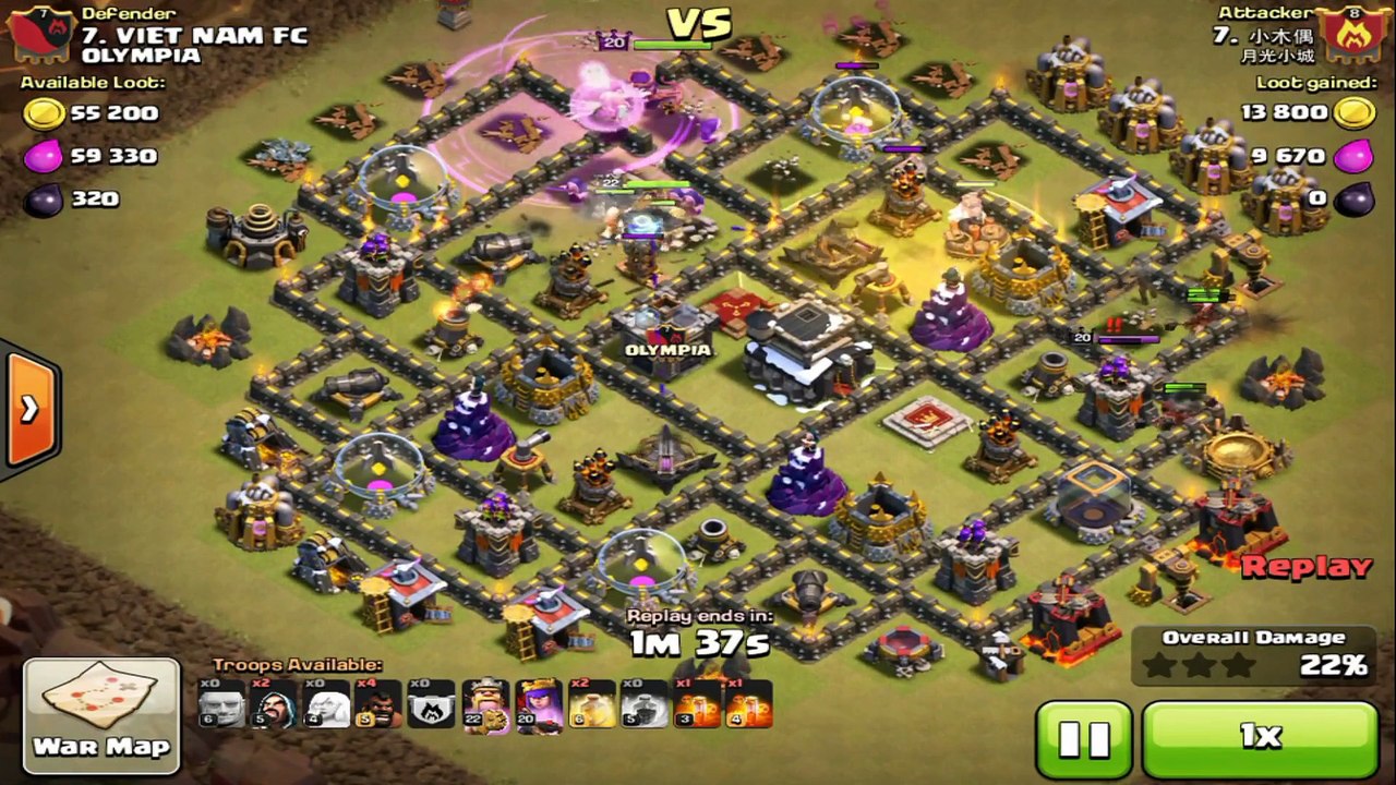 Clash Of Clans - Th9 [3 Star] Attack Strategy Giant + Healer And Hog 2016
