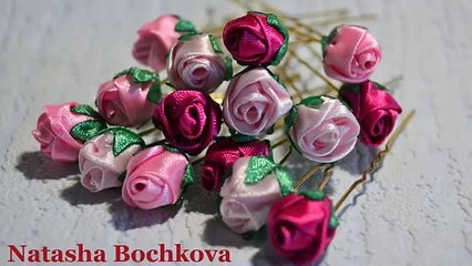 Шпилька-розочка. Мастер-класс. Канзаши _ Hairpin-rosette. Master class. kanzashi