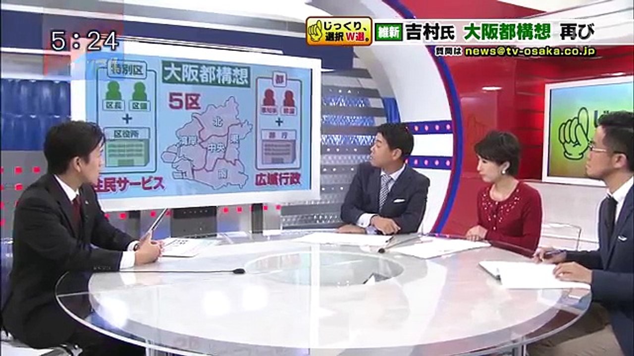 ニュースリアル FRIDAY 2015年11月06日 『維新：吉村洋文氏、自民：中山泰秀大阪府連会長 生出演』 1080p