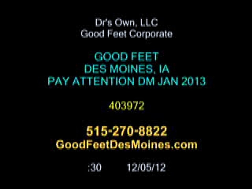 Plantar Fasciitis, Metatarsal Foot Pain Relief - Heel Pain Arch Back Pain  Good Feet  Des Moines.wmv