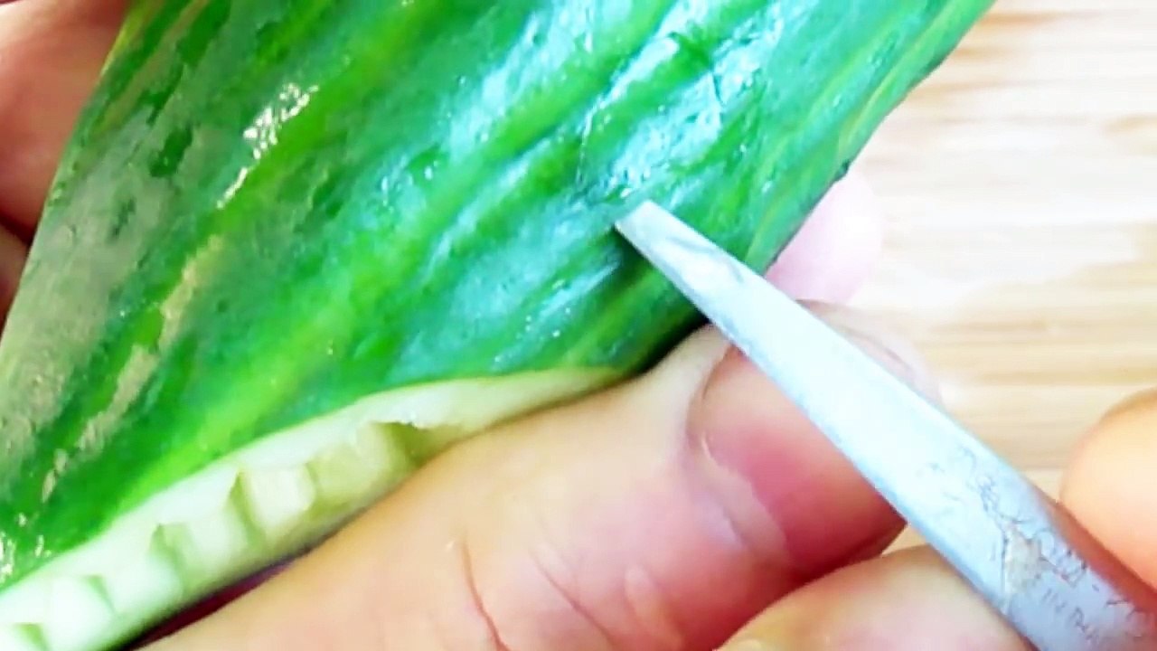 Art In Cucumber Fish - Fruit Vegetable Carving Garnish _ Cucumber Sushi Garnish