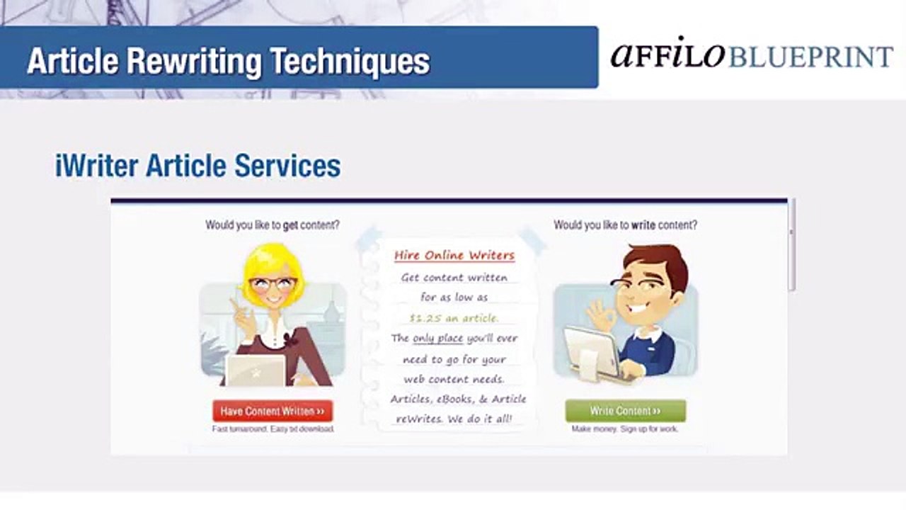 Step2 Video 7  article rewriting techniques - Affilorama