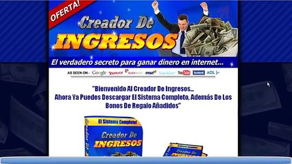 Reseña Creador de Ingresos - Sistema Ganar Dinero Internet - Reclama tu Exclusivo Bonus