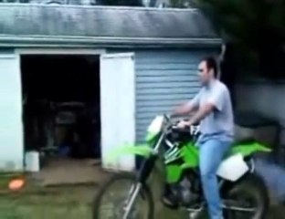 Funny dirt bike crash into fence