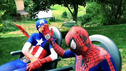 Spiderman & Catpain America having fun with Playgound! Spider-Man Parody