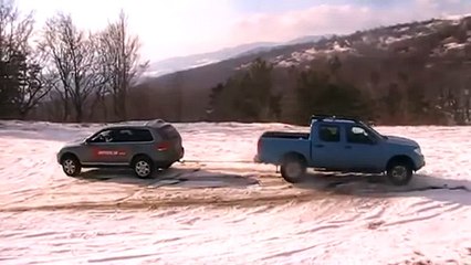 Автомобили, кто сильнее- Nissan Navara 2 vs VW Touareg