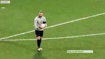 Graham Westley pretends to be knocked out for the ball - West Brom vs Peterborough 2016