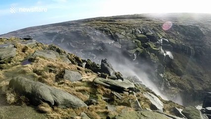 Storm Gertrude causes backwards waterfall