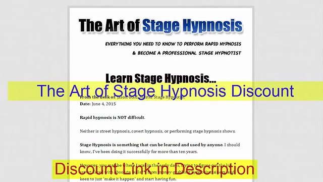 The Art of Stage Hypnosis Discount, Coupon Code, $19 Off Discount