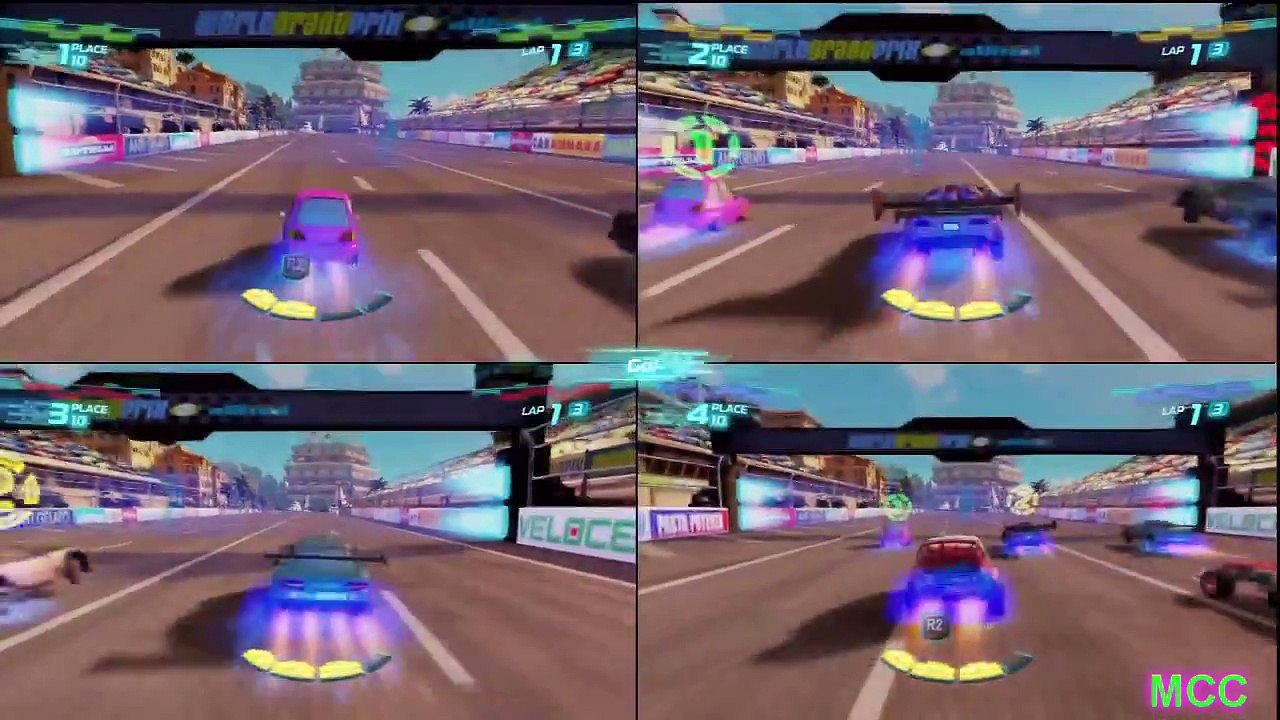 Cars 2 The Game RAOUL CAROULE vs CHUKI vs BOOST vs NIGEL GEARSLEY 4 Player Race