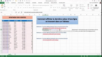 Excel - Comment afficher la dernière ligne d'un tableau