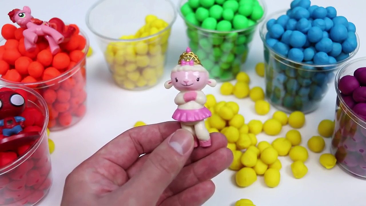 Play Doh Rainbow Dippin Dots Surprise Cups Spongebob My Little Pony Doc McStuffins Spider