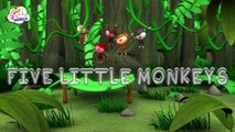 Five Little Monkeys Jumping On The Bed Nursery Rhyme - Kids Songs - 3D English Rhymes for