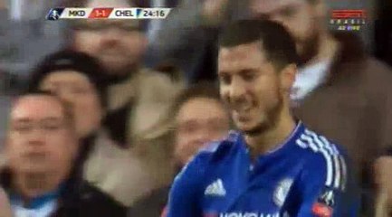 Eden Hazard Great Chance Milton Keynes 1 - 1 Chelsea FA Cup 31-1-2016