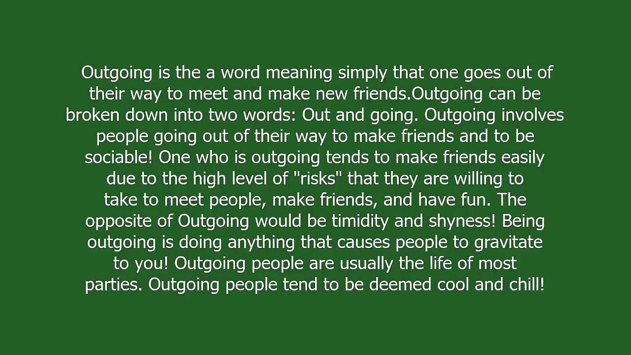 Outgoing meaning and pronunciation - video Dailymotion