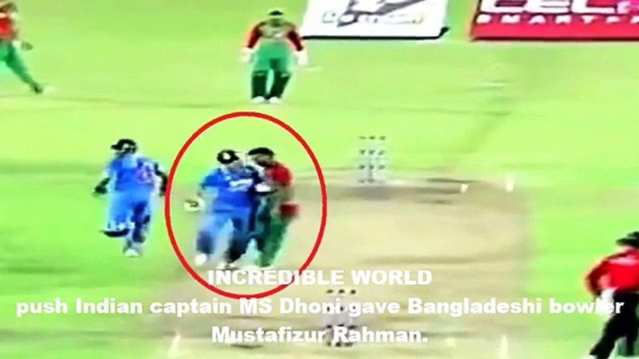MS Dhoni PUSHES Mustafizur Rahman Hits Unknowin...