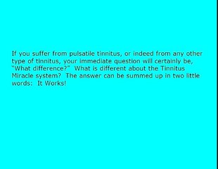 Pulsatile Tinnitus and Tinnitus Miracle