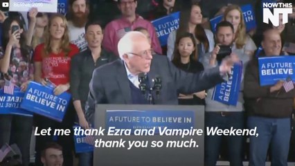 Bernie Sings With Vampire Weekend During Iowa Rally