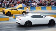 Corvette Stingray C7 supercargado vs Camaro ZL1. Arrancones Pegaso, enero 2015